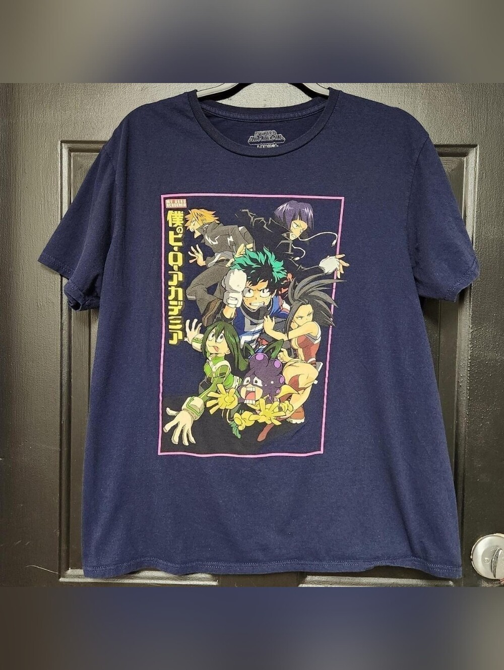 My Hero Academia Mens Large Navy Blue Anime Graphic Short Sleeve Tee Shirt Y2k